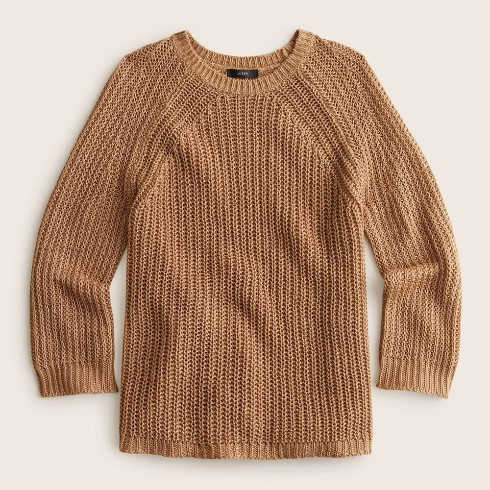 J. Crew Relaxed-Fit Tan Linen Beach Sweater